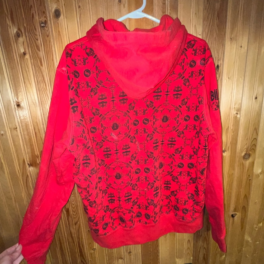 Billionaire Boys Club Red Hoodie with Black Graphic Print